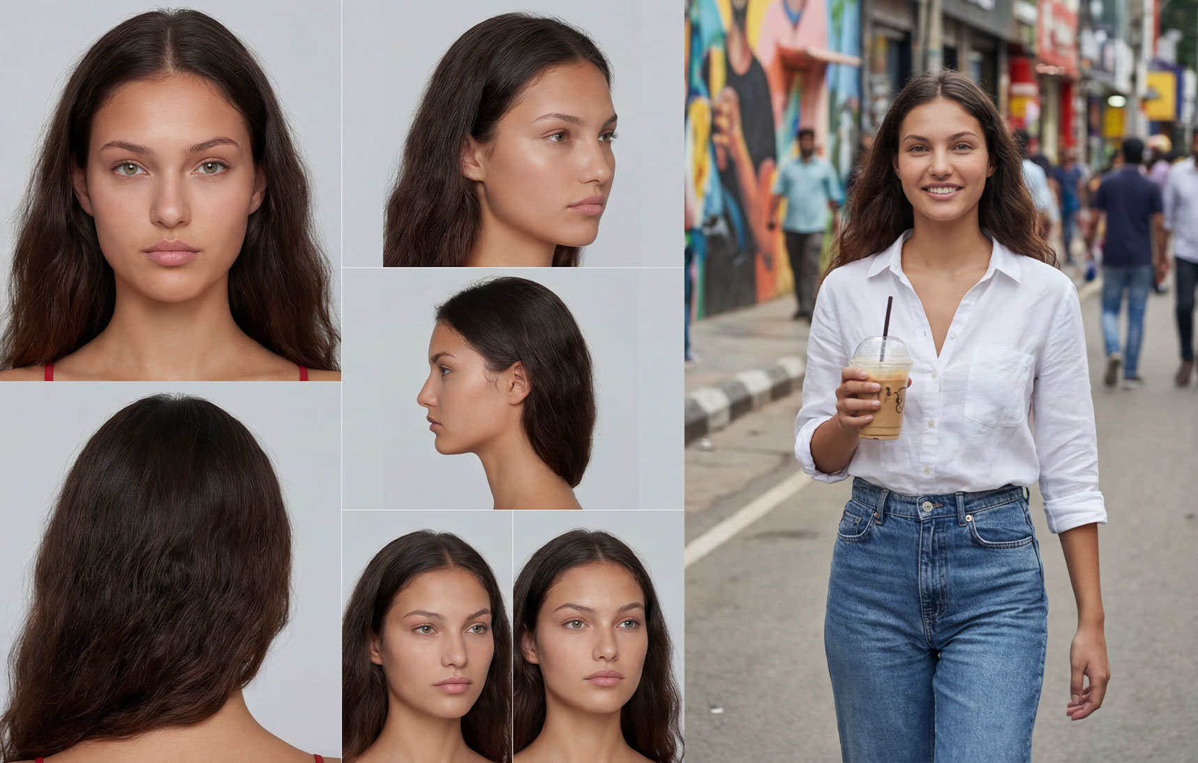 Reference model pose image used for custom apparel studio workflow